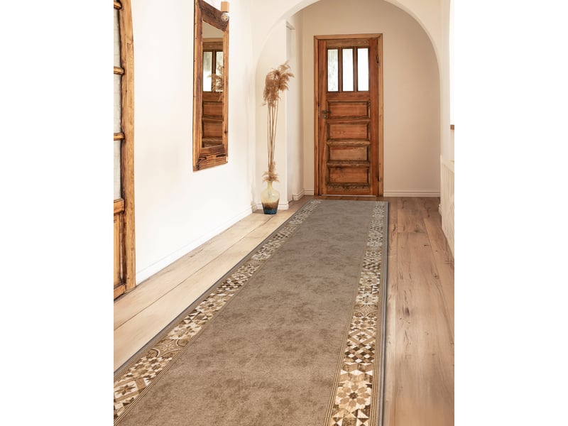 Tapis de couloir  antidérapant murcia carreaux de lisbonne, cadre, antidérapant beige 80cm 80x390 cm  - Conforama C