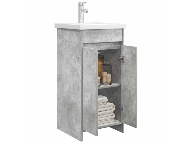  Meuble salle de bain avec évier, meuble de rangement gris béton 42x40x84.5 cm shl5230  - Conforama C