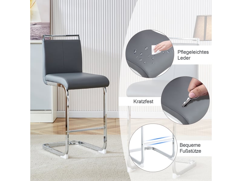  Lot de 2 tabourets de bar en similicuir pu gris foncé et métal W3658P358330 - Conforama D