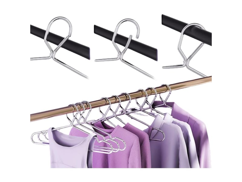 Lot de 10 cintres à verrouillage en fil de 16,5 pouces 4 mm avec crochets verrouillables en acier inoxydable, minces et résistants, anti-vent, à fermeture facile, en métal, gain de place, pour - Conforama B