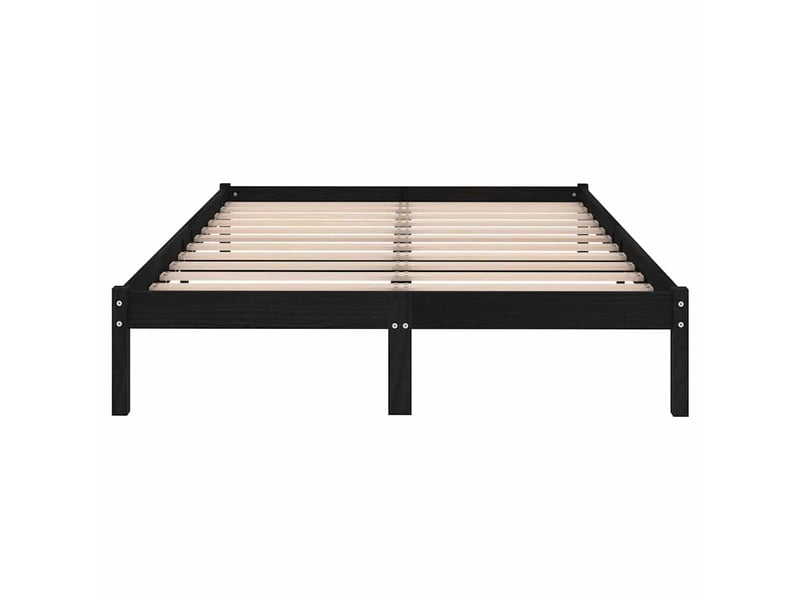  Lit double- lit adulte -  cadre de lit sans matelas noir bois massif  - Conforama C