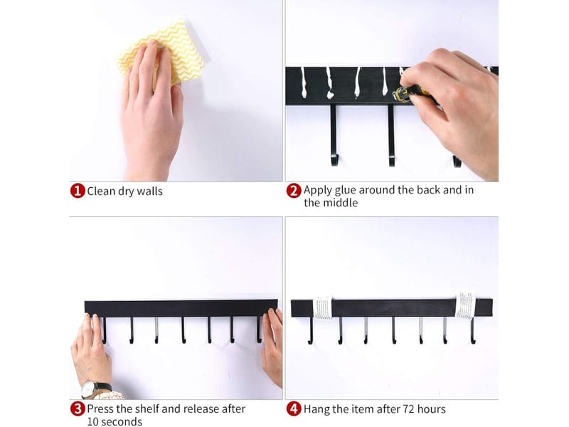  Barre de cuisine - pour suspendre les ustensiles de cuisine - barre à accrocher des rail support 40cm - avec 8 crochets  - Conforama B