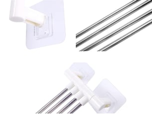 Porte serviette pivotante pour salle de bain, blanc, 4 bras rotatifs, aluminium, mur