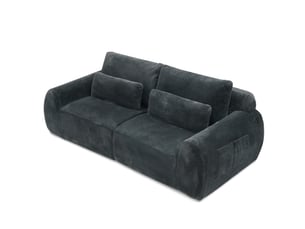 Canapé droit fixe   2 places Tissu gris
