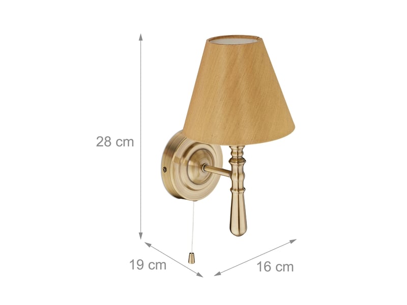  Lampe murale traditionnelle design élégant 28 x 16 x 19 cm éclairage d'ambiance cosy en soie artificielle beige 13_0008898  - Conforama B