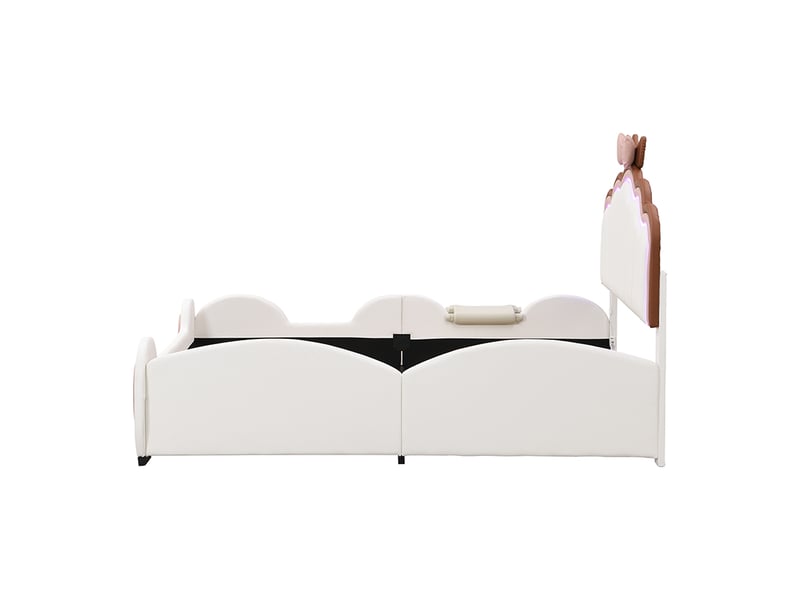 Lit enfant papillon roseblanc 140x200 cm avec led, toboggan et échelle, pu  - Conforama D