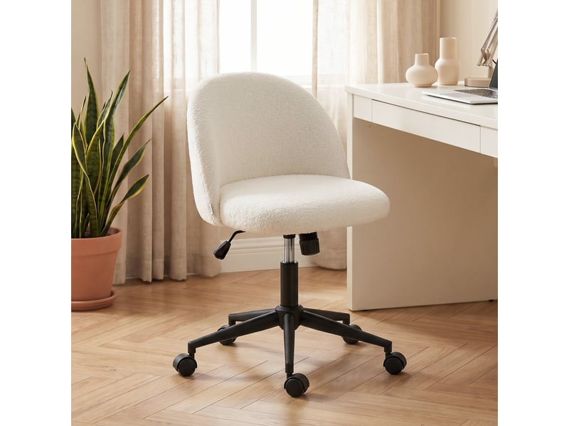 Selia chaise de bureau pivotante réglable bouclette crème - Conforama B