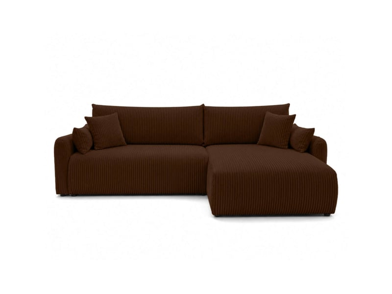  Apoline - canapé d'angle réversible convertible 4 places avec coffre en velours côtelé  - Conforama E