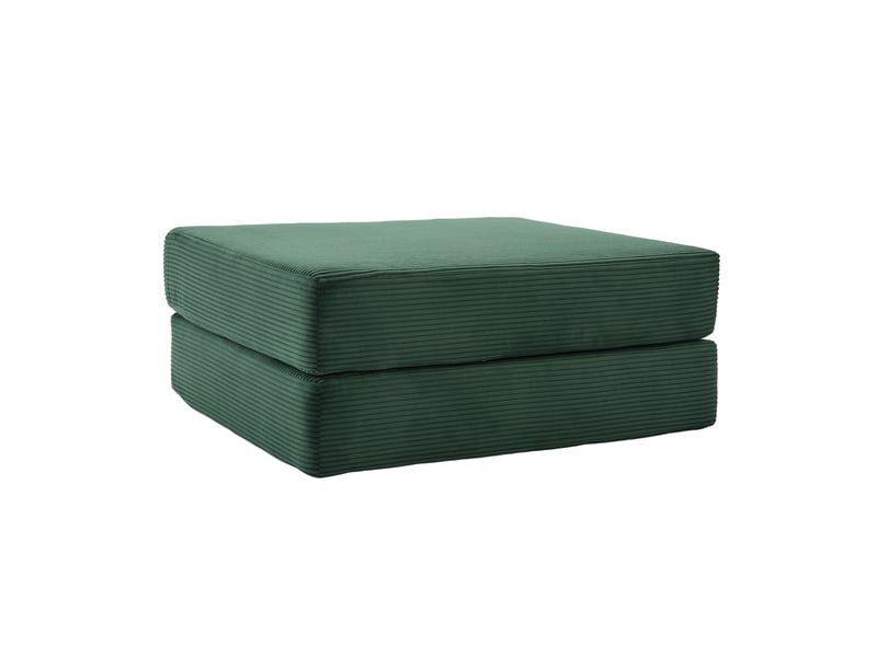  Pouf convertible en velours côtelé, fauteuil pliable modulable, assise mousse confortable  - Conforama D