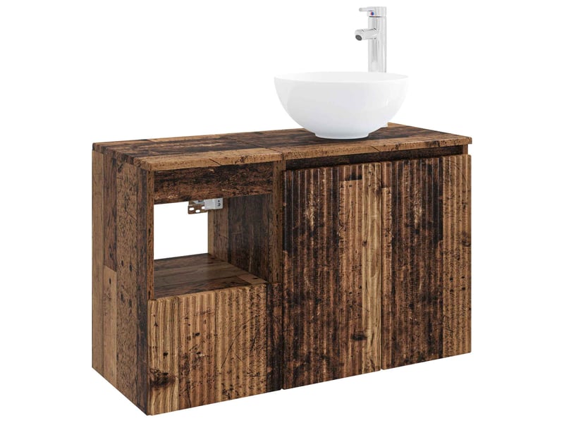  Ensemble de mobilier de salle de bain 2 pc bois ancien cf64032  - Conforama A