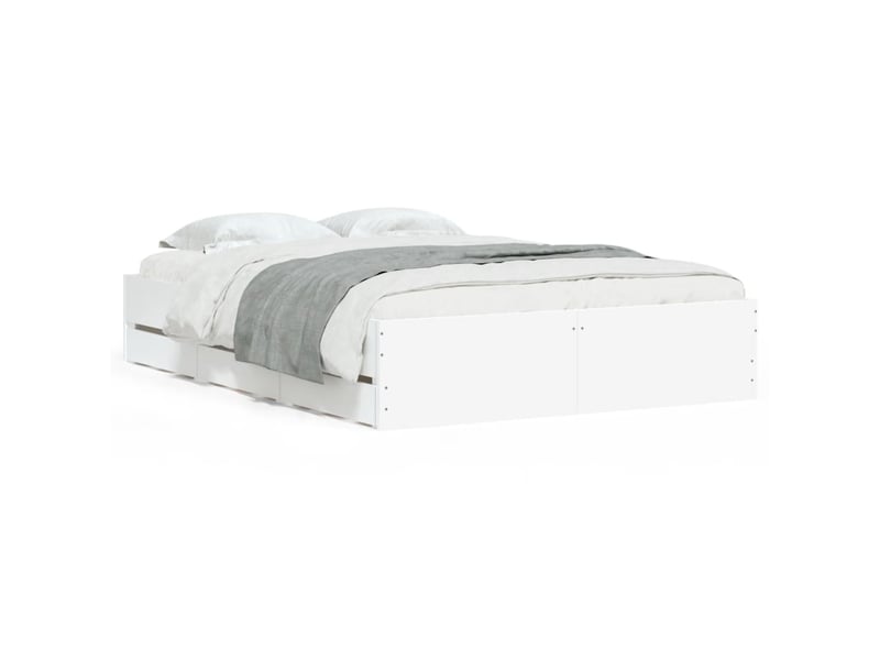 Lit double- lit adulte - cadre de lit avec tiroirs sans matelas blanc 120x200 cm - Conforama A