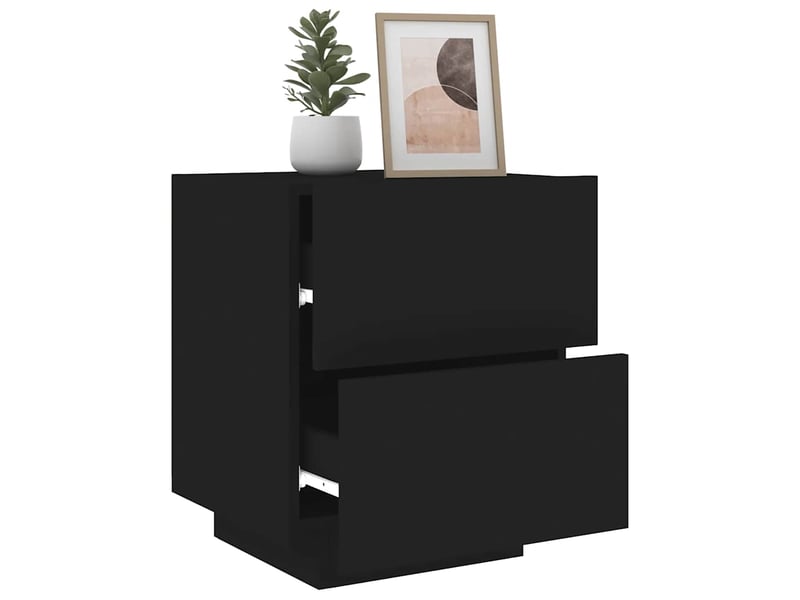 Table de chevet - cabinet de chevet - table de nuit avec lumières led noir bois d'ingénierie - Conforama D