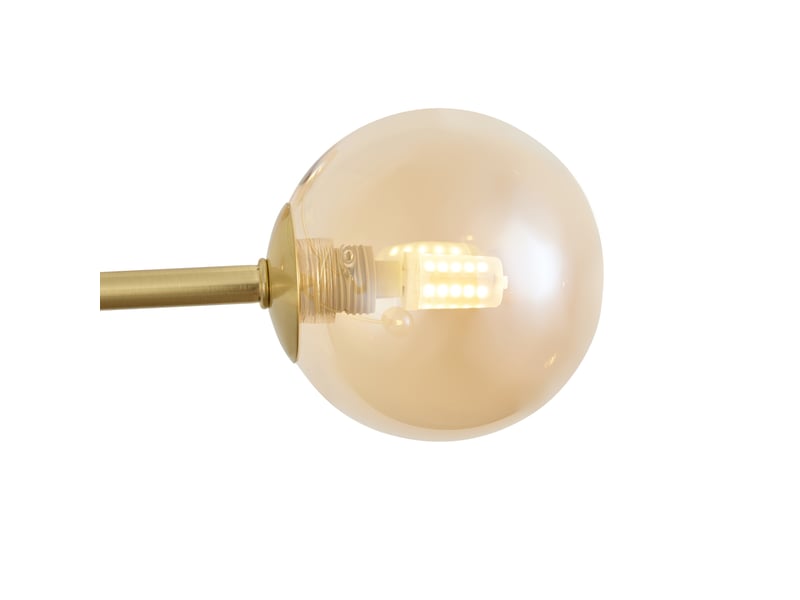  Art deco hanglamp messing met amber glas 6-lichts - ryan  - Conforama B