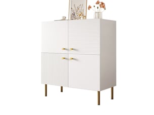 Buffet blanc moderne en mdf 80cm meuble de rangement salon chambre couloir pieds métal