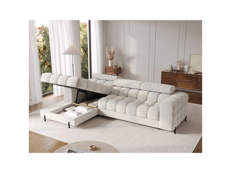  Canapé d'angle gauche convertible blanc allure contemporaine 285x99x181cm filtro  - Conforama C