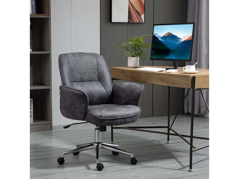  Chaise de bureau, réglable en hauteur, à bascule, pivotante, en acier, gris foncé, 65 x 70 x 106 cm  - Conforama C