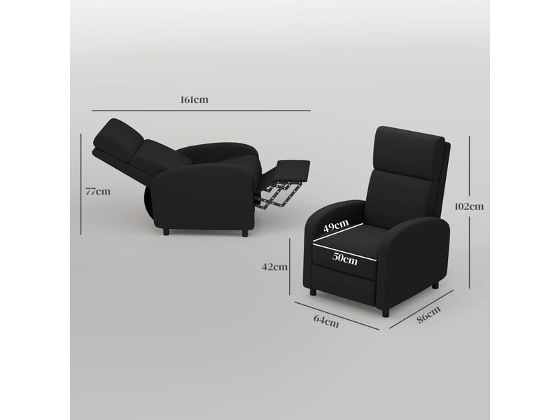  Fauteuil relax inclinable manuel avec repose-pieds en tissu 64x86x102 cm  - Conforama C
