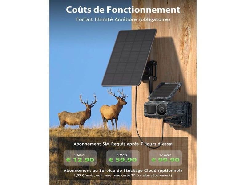  Caméra de surveillance extérieure solaire 4g 5mp zoom optique x30 ip66 rotation 200°  - Conforama D