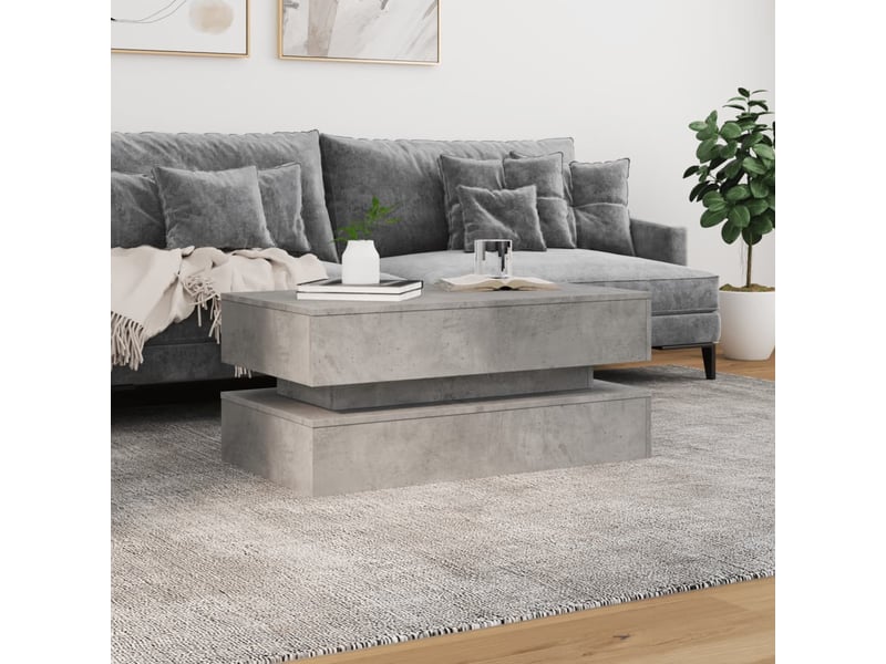  Table basse | table d'appoint salon avec lumières led gris béton 90x50x40 cm shl5580  - Conforama D