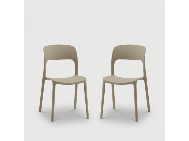  Lot de 2 chaises de salle à manger empilables numana - beige  - Conforama A
