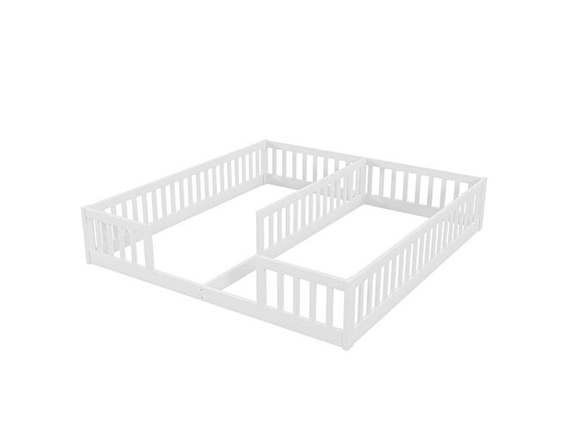  Lit enfant 90x200 cm - avec barrières de sécurité - sans sommier à lattes - bois de pin - style minimaliste - blanc (sans matelas)  - Conforama E