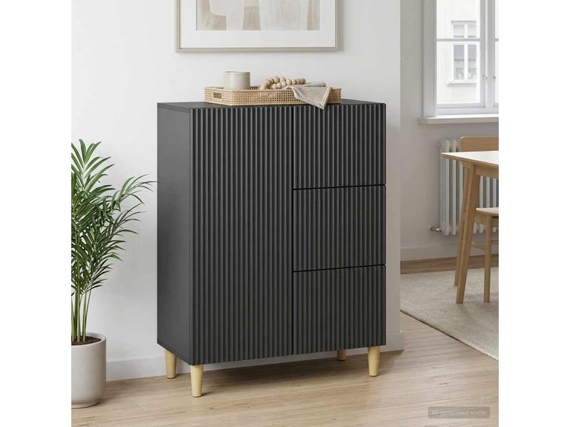 Buffet - bahut - meuble de rangement avec tiroir noir 66 x 34,5 x 90 cm bois d'ingénierie - Conforama D
