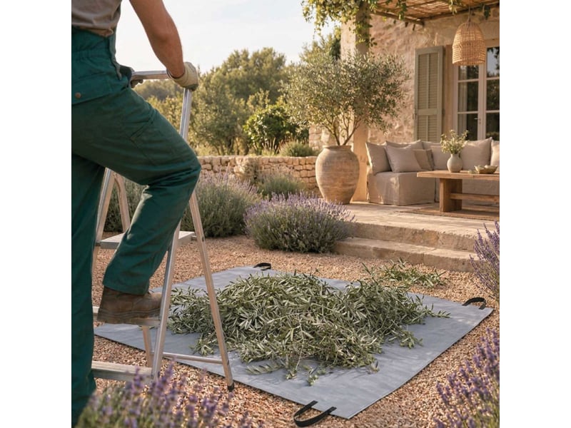 Bâche de ramassage des déchets verts de jardin, feuilles, branches, avec 4 poignées - 2 x 4 m - Conforama E