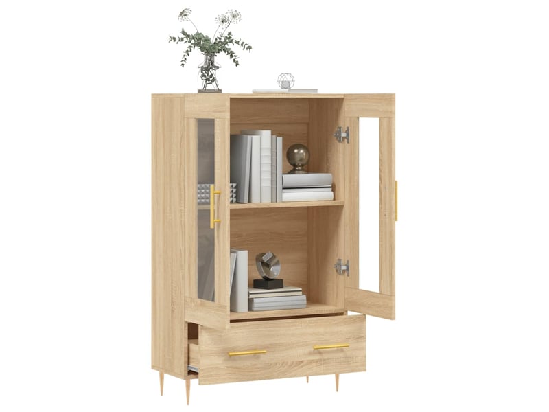  Buffet haut - bahut - meuble de rangement chêne sonoma 69,5x31x115 cm bois d'ingénierie  - Conforama D