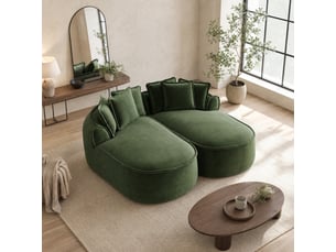 Canapé modulable 2 places convertible 184x164x67 cm design sans cadre, chaiselongue extra profonde, chenille vert