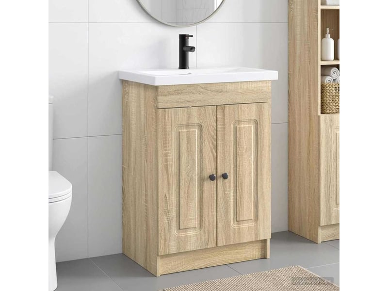  Ensemble de mobilier de salle de bain chêne sonoma shl8483  - Conforama B