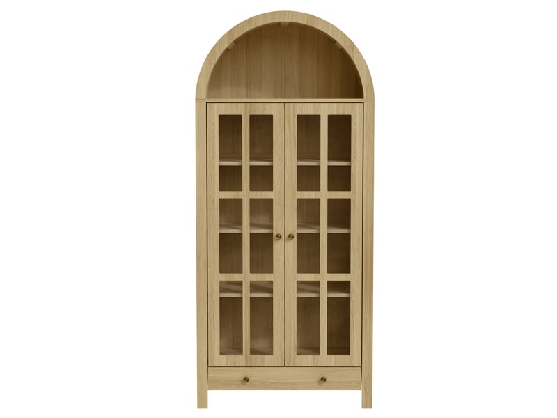  Vitrine haute en mdf et acrylique avec tiroir coloris naturel 75x35x170,5 cm LY2060309N - Conforama A