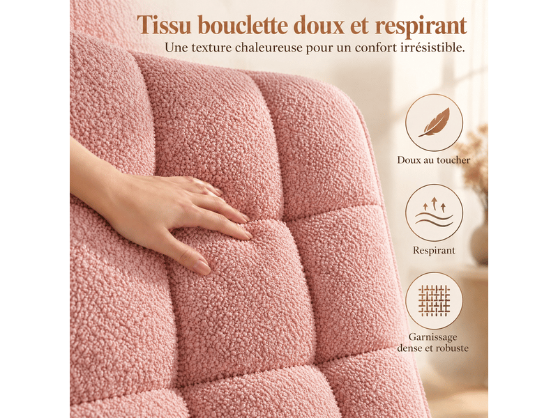 Fauteuil à bascule, rocking chair, tissu teddy peluche, chaise à bascule scandinave, fauteuil allaitement, pour chambre d' enfant salon balcon, rose - Conforama E