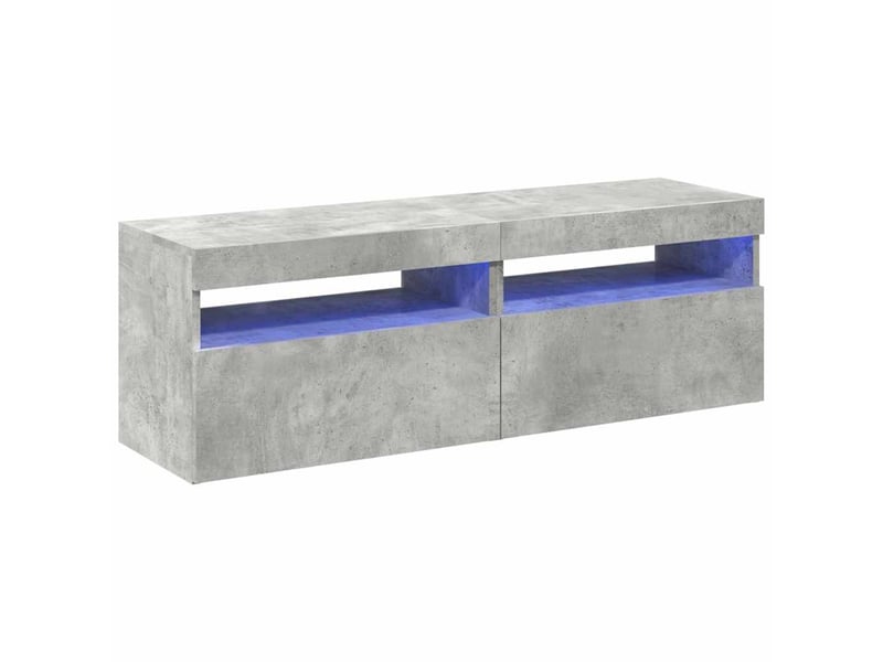 Lot de 2 meuble tv avec lumières led gris béton 60x35x40 cm - Conforama A