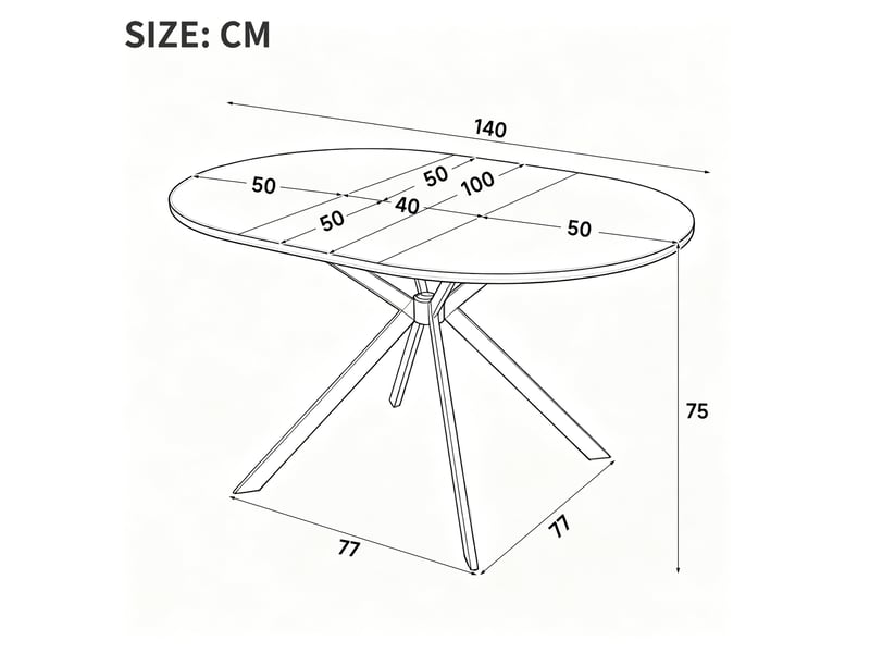  Table à manger extensible 100x100 140x100 cm – blanche – plateau ovale, rallonge intégrée, 4 à 6 personnes  - Conforama D