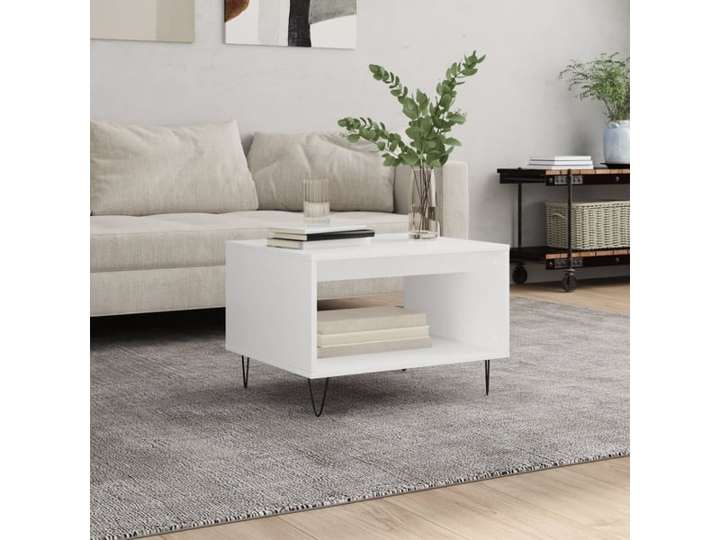  Table basse | table d'appoint salon blanc 60x50x40 cm bois d'ingénierie shl6882  - Conforama B