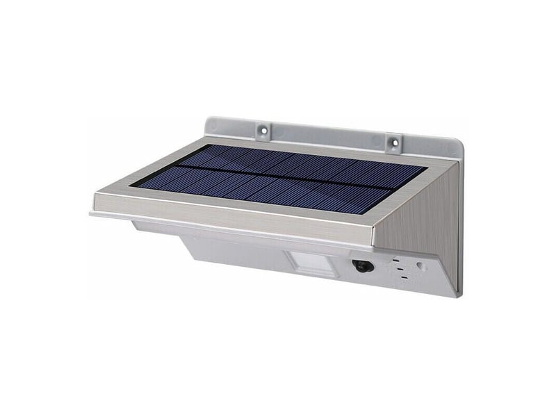  Projecteur solaire mural en acier inoxydable avec led blanches haute puissance jusqu'à 16 cm de hauteur et détecteur de mouvement à 3 modes, gris  - Conforama A
