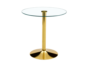 Table de bar ronde en verre et métal pour cuisine ø89×92 cm transparente et dorée minimaliste