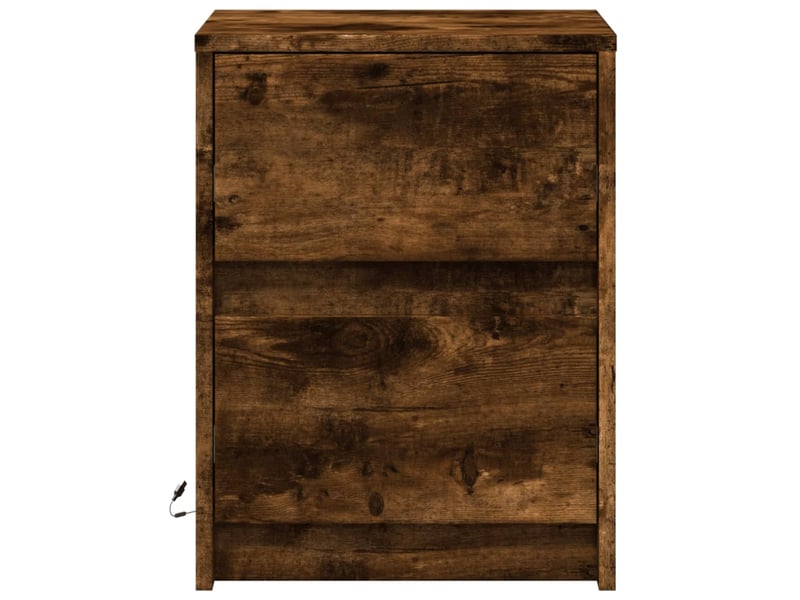 Lot de 2 tables de chevet - cabinet de chevet - table de nuit et lumières led chêne fumé - Conforama E