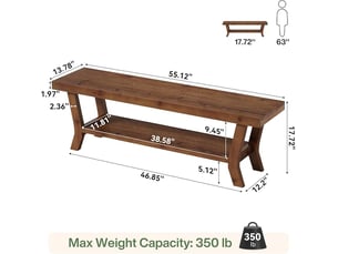 Banc  coloris marron <strong>TRIBESIGNS</strong> <strong></strong> - 140 cm