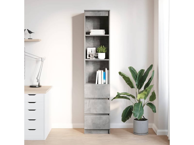  Buffet haut - bahut - meuble de rangement gris béton 37,5x35x180 cm bois d'ingénierie  - Conforama C