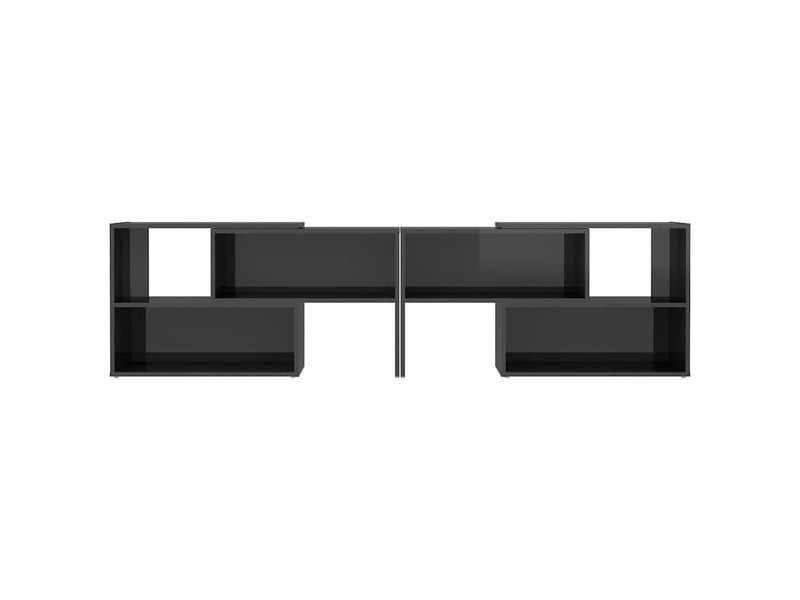  Meuble tv - banc tv - meuble de rangement gris brillant 149x30x52 cm bois d'ingénierie  - Conforama E