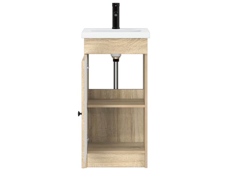 Meuble salle de bain avec évier, meuble de rangement chêne sonoma shl1305 - Conforama D
