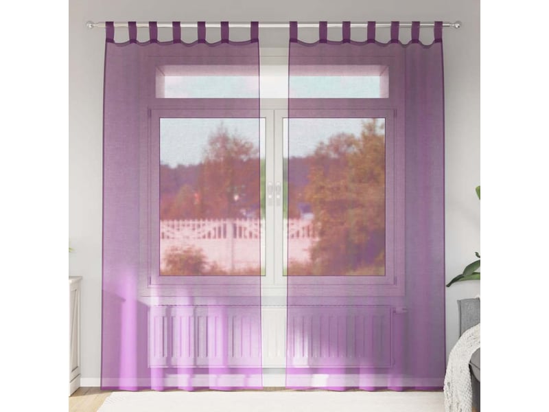 Lot de 2 rideaux en voile, voilages avec boucles violet 140x225 cm cf44338 - Conforama B