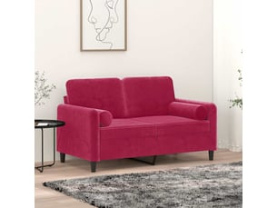 Lot de 2 coussins décoratifs rouge bordeaux ø15x50 cm velours cf60889