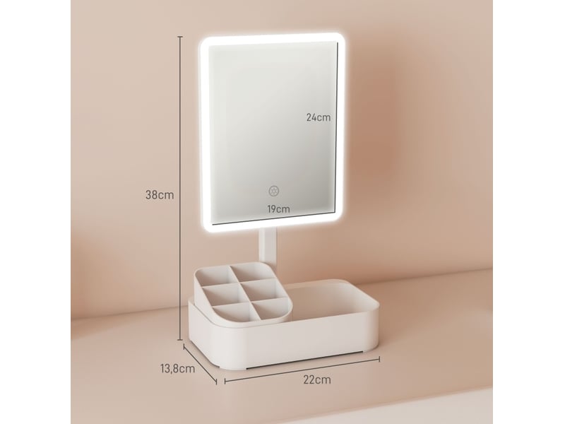  Miroir de maquillage 22x13,8x38 cm led rechargeable blanc  - Conforama C
