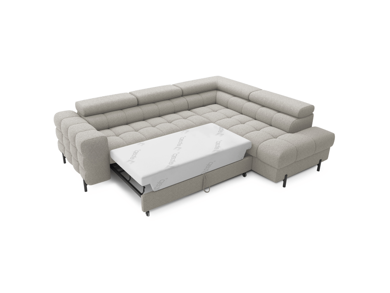  Canapé d'angle droit convertible beige 5 places ferrum avec méridienne 276x93x200cm  - Conforama B