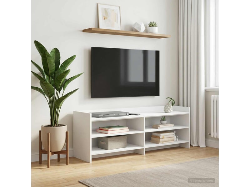  Meuble tv - banc tv - meuble de rangement 135 x 33 x 47 cm blanc bois d'ingénierie  - Conforama B