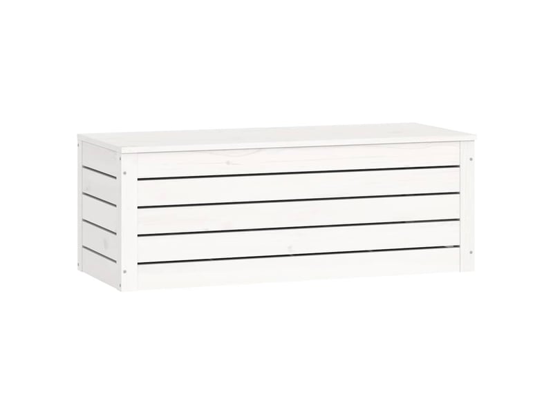  Boîte de rangement, coffre de rangement blanc 89x36,5x33 cm bois massif de pin  - Conforama D