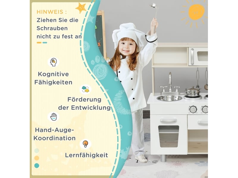 Cuisine jouet enfant 74 x 30 x 81 cm – blanche – évier, plaques à induction et rangements dès 3 ans - Conforama E