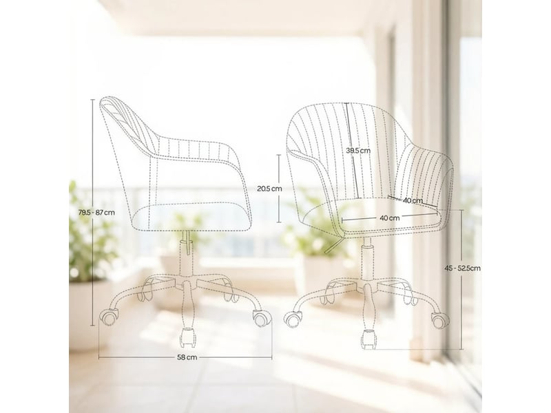  Chaise de bureau pivotante à hauteur réglable avec accoudoirs - lpospi - dossier ergonomique, velours crème blanc  - Conforama D